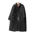 thumbnail image 2 of Jinhomg Women Long Quilted Coat Lightweight Comfy Button Down Hooded Puffer Coat Casual Warm Outerwear with Pockets Limited Time 90 off Clearance Sale Black L, 2 of 9