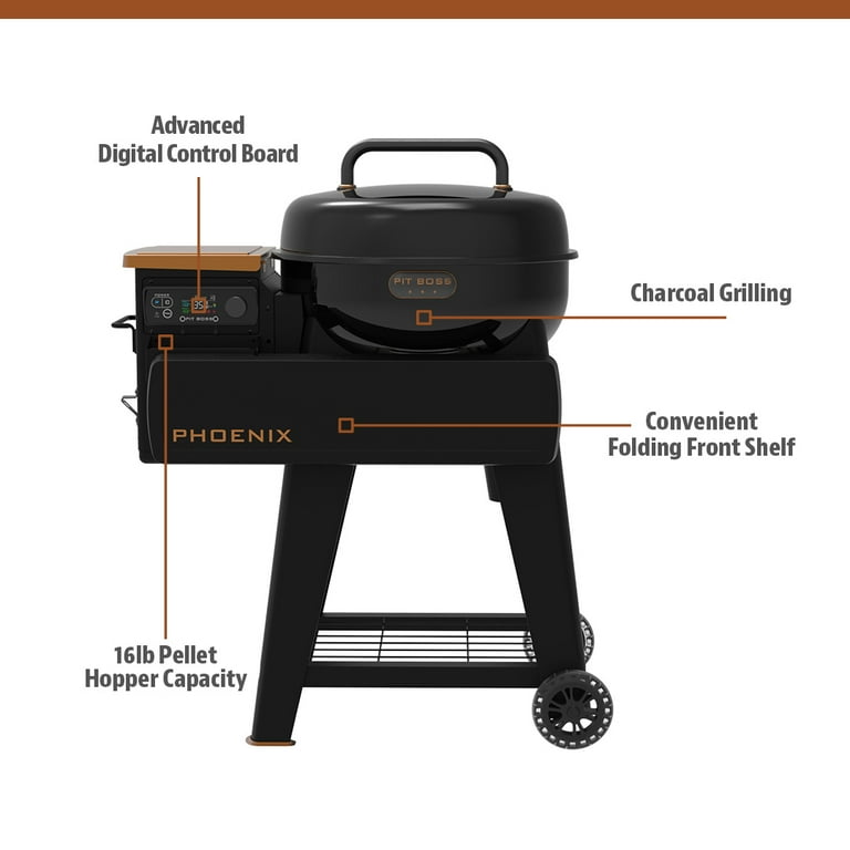 Pit Boss Phoenix 376 Sq in Pellet Kettle Grill with Charcoal
