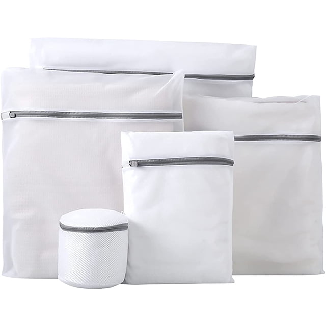 Sac à Linge en Maille Fine pour Délicats, Ensemble de 5, Sac de Rangement Réutilisable pour Voyage, Sac en Filet avec Fermeture Éclair pour Soutien-Gorge, Lingerie, Jeans, Serviettes de Bain, Chaussettes, Draps, Manteaux