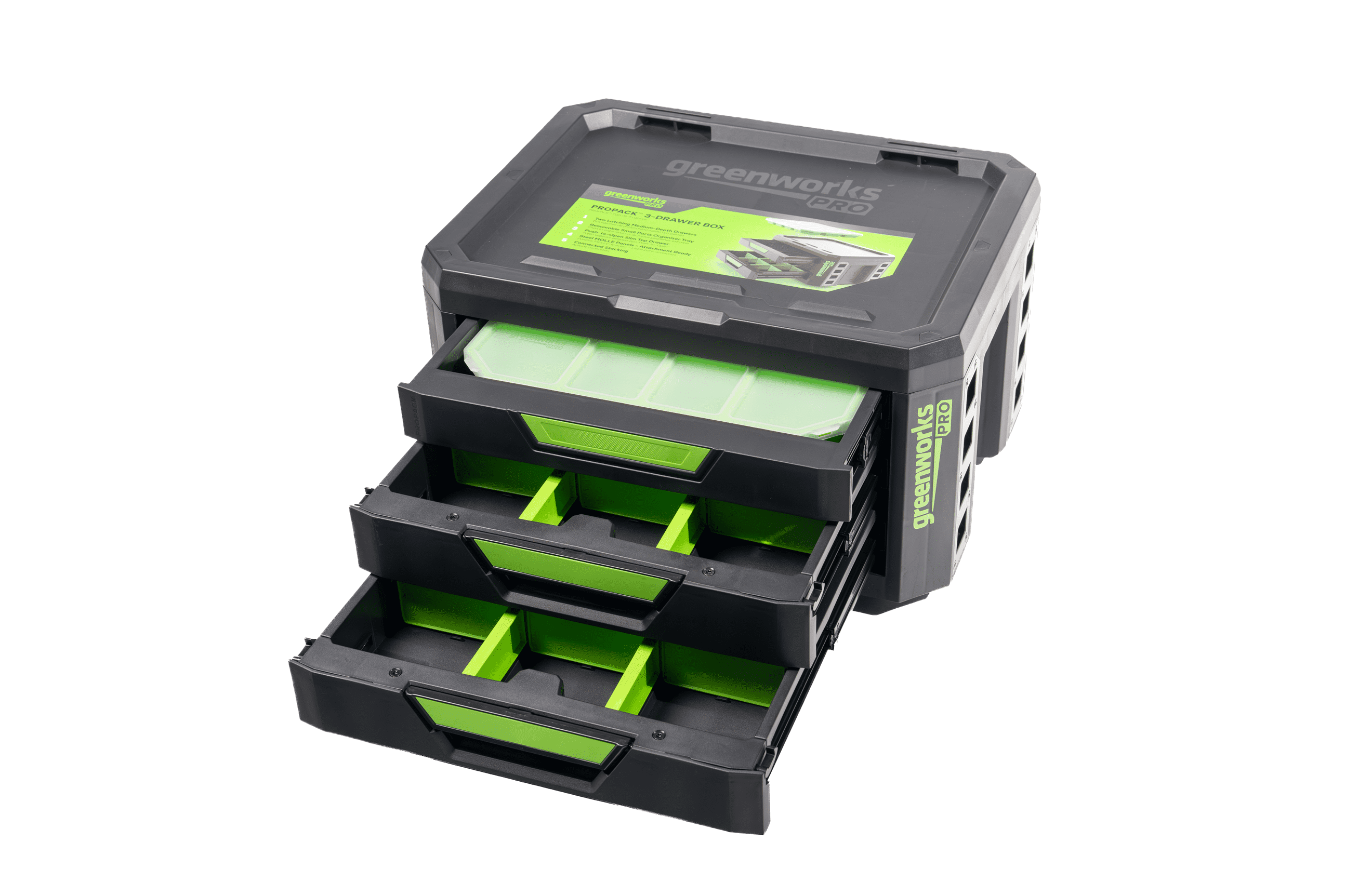 Greenworks Pro ProPack Heavy Duty 3 Drawer Toolbox with Secure Stack System