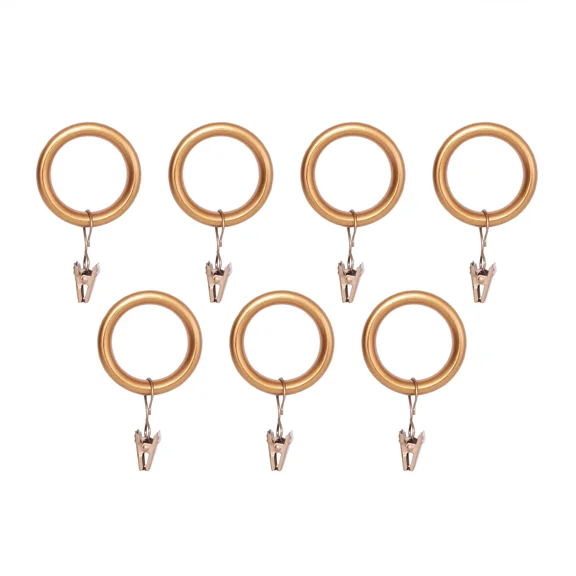 1 In. (2.54 Cm) Diameter, 7-Pack,Modern Metal Curtain Clip Rings In Gold