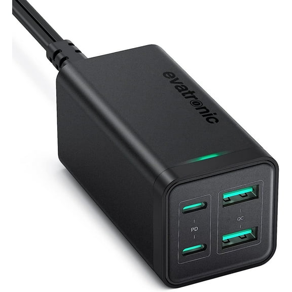USB Charger, 65W 4-Port Desktop USB Charging Station with 2 USB C Ports 2 USB A Ports for MacBook Pro/Air, Dell XPS 13, iPad Pro, iPhone, Nintendo Switch, Galaxy and More