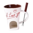 thumbnail image 3 of Taza para fondue de chocolate con tenedor, calentador de queso y mantequillera individual, ideal Blanco, 3 of 9