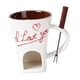 thumbnail image 3 of Taza para fondue de chocolate con tenedor, calentador de mantequilla y taza personal para derretir queso Blanco, 3 of 9