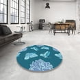 thumbnail image 3 of Ahgly Company Indoor Square Patterned Blue Eyes Blue Area Rugs, 6' Square, 3 of 6