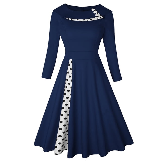 Vestidos Para Mujer Vestidos Casuales Moda Cuello Redondo Patchwork Mangas Tres Cuartos Vestido Estampado Vestidos Odeerbi ODB134537