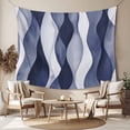 thumbnail image 2 of Navy Blue Tapestry for Bedroom Wall Hanging Tapestry, Modern Moire Abstract Ripple Geometric Ceiling Backdrop Tapestries Poster Blanket Wall Decor for Teens Room Living Room Dorm 55" x 73", 2 of 8