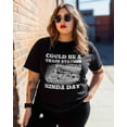 thumbnail image 3 of Women's Graphic T-Shirt Black M Women's Tops Could Be A Train Station Kind Day Crew Neck Short Sleeve Shirts for Women, 3 of 3