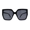 thumbnail image 1 of Womens Oversize Square Minimal Chic Mod Inset Lens Sunglasses All Black, 1 of 4