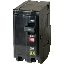 Square D QO QO250C Circuit Breaker, Mini, 50 A, 2-Pole, 120/240 VAC, 48 VDC, Black, Plug