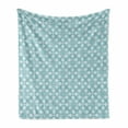 thumbnail image 1 of Classic Soft Flannel Fleece Blanket, Pattern of Greek Inspired Floral Damask with Swirls and Geometric Shapes, Cozy Plush for Indoor and Outdoor Use, 50" x 60", Pale Slate Blue White, by Ambesonne, 1 of 6