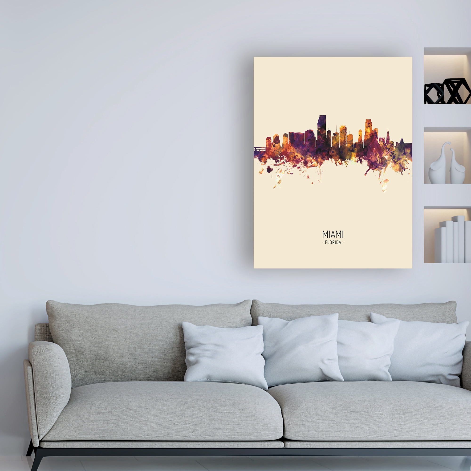 Trademark Fine Art 'Miami Florida Skyline Portrait III' Canvas Art by Michael Tompsett