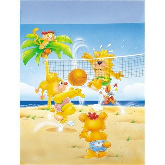 Carolines Treasures APH0389CHF Bears playing Volleyball Flag Canvas House Size  Large multicolor