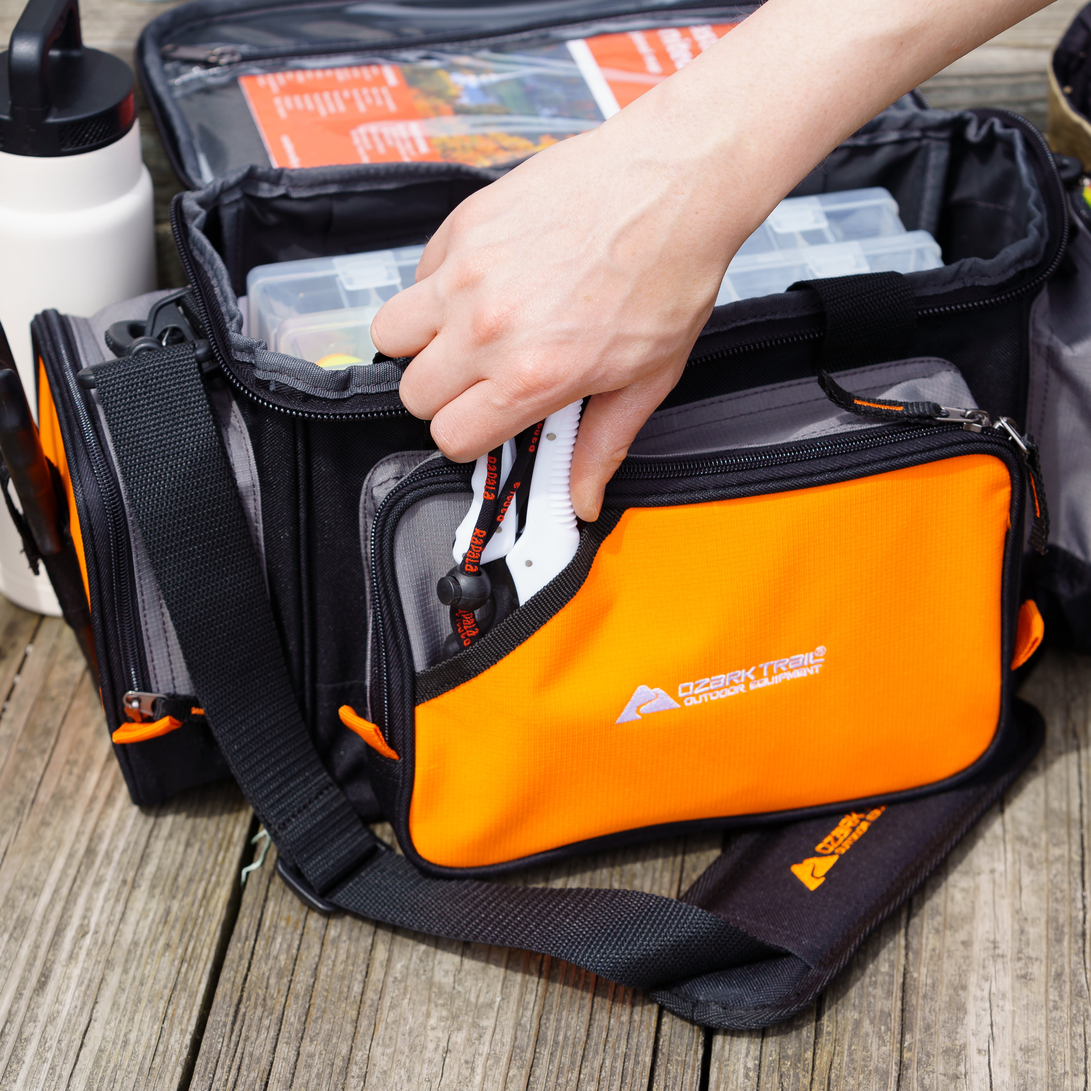 Ozark Trail Outdoor Equipment Medium Soft-Sided Fishing Tackle Bag, Orange