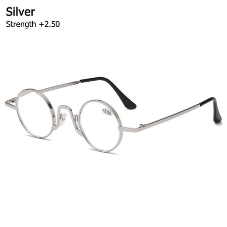 Women Classic Anti-fatigue Round Presbyopic Glasses Anti Blue Light Reading Glasses Computer Grade Glasses SILVER STRENGTH +2.50