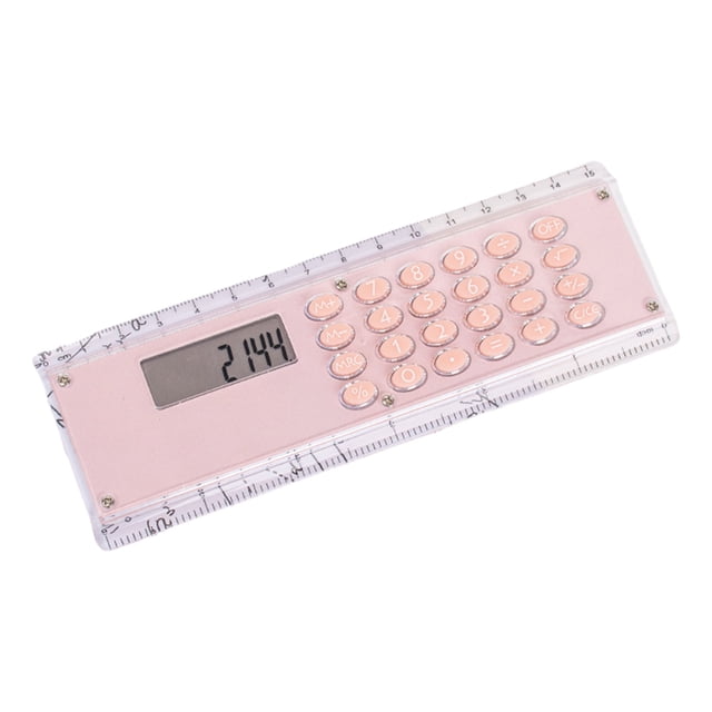 Pink Ruler Calculator - 6 Inch Creative Mini Scale with Basic Math Operations for Students Office Home