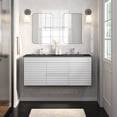 thumbnail image 2 of Wall Mount Double Sink Vanity Cabinet, White Black, Wood, Mid Century Hotel Bedroom Bathroom, Modern Contemporary HB34085, 2 of 11