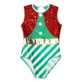 thumbnail image 4 of Miutii Kids Girl's Sequin Santa Elf Dress Striped Xmas Little Helper Jumpsuit Christmas Holiday Dress-up Green 6, 4 of 7