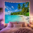 thumbnail image 2 of Turquoise Shoreline with White Sand and Palm Trees, Peaceful Coastal Art for Beach Lovers, Scenic Wall Decor, Housewarming Gift, Tapestry Wall Hanging for Bedroom and Living Room, 2 of 7