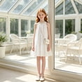 thumbnail image 7 of Girls Summer Dress Halter Neck Flower Girl Party Dress Embroidered Sleeveless Tiered Chiffon Sundress for Kids, White, Sizes 9-10Y, 7 of 7