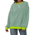 thumbnail image 2 of 2025 Hauts Grande Taille « Hauts Décontractés à Rayures Colorblock pour Femmes, Manches Longues, Col Roulé, Tuniques Décontractées pour Femmes, 2 of 9