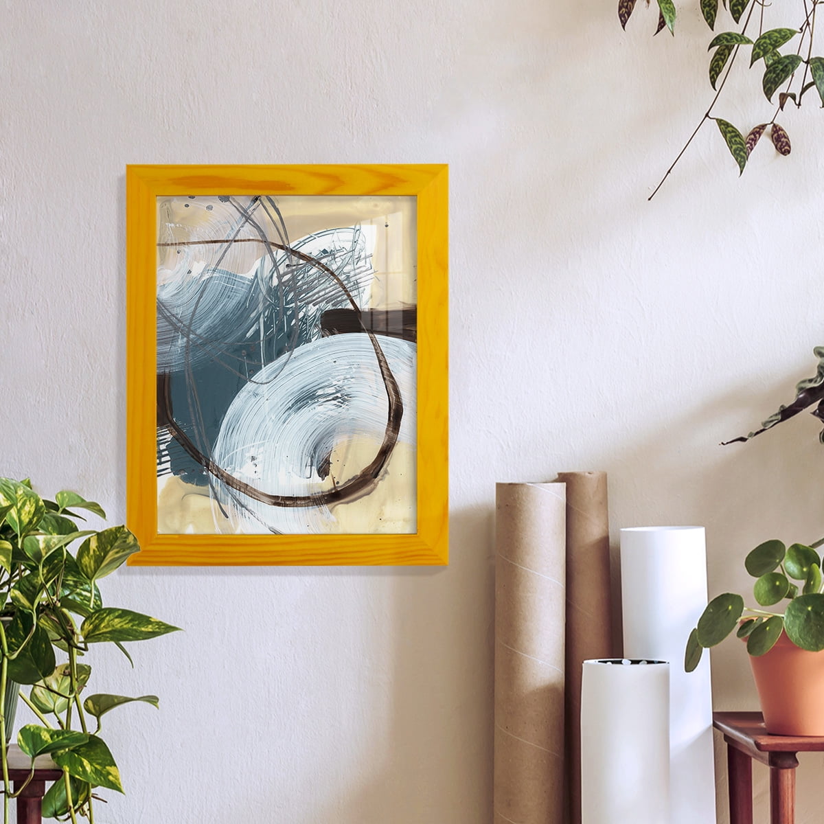 Winding Around I - Framed Print w/glass - Sunflower Yellow