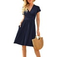 thumbnail image 7 of PPYOUNG Women's Summer Casual Short Sleeve V-Neck Short Party Dress with Pockets, 7 of 7