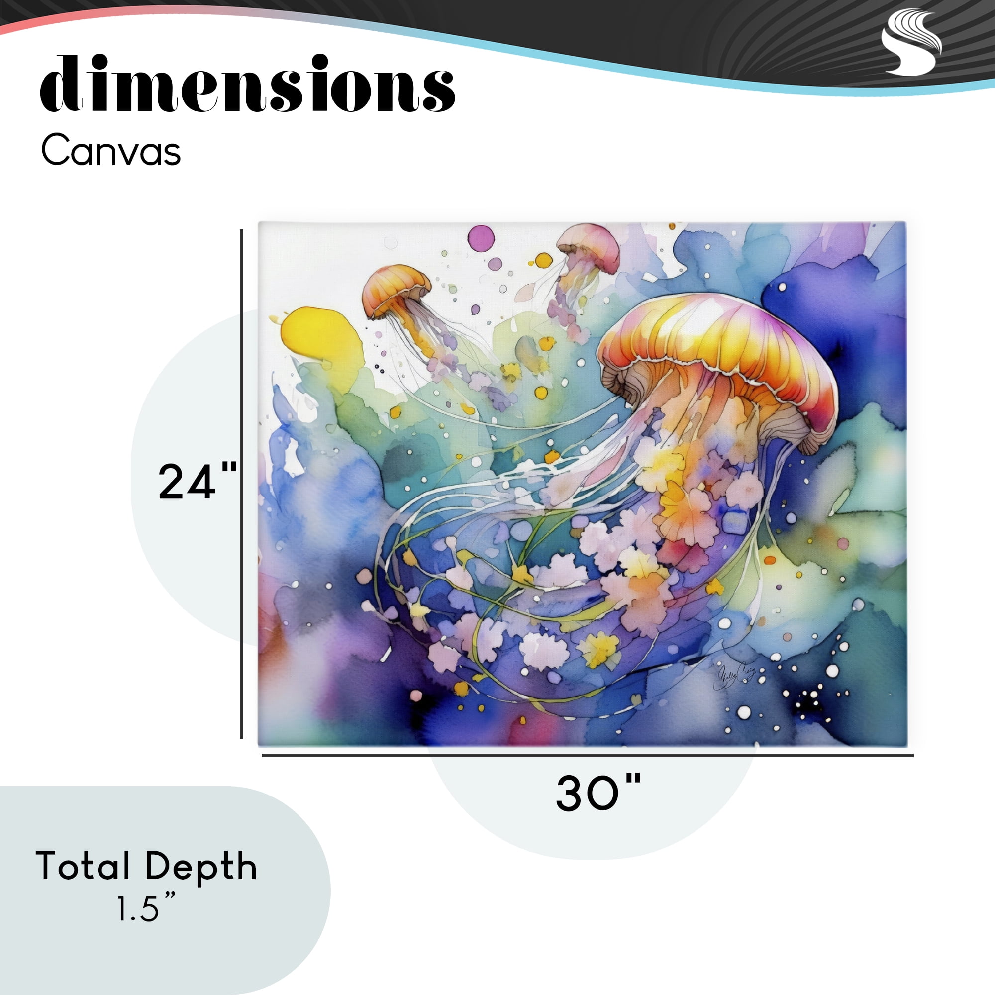 Stupell Industries Neon Jellyfish Underwater Canvas Wall Art, design by Shelly Craig
