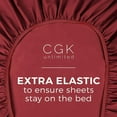 thumbnail image 4 of CGK Linens Hotel Luxury Single Fitted Sheet Only - King Size Wrinkle-Resistant Bottom Sheet, Fits Mattress Up To 16", Burgundy, 4 of 6