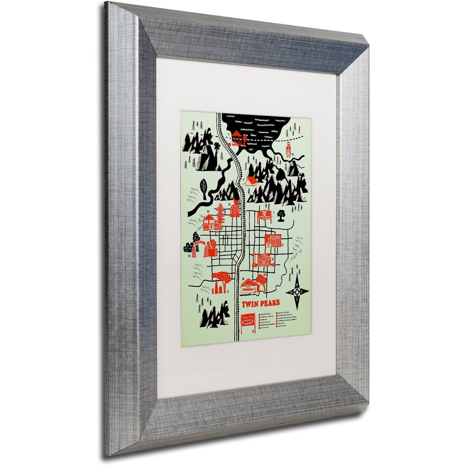 Trademark Fine Art 'Welcome To Twin Peaks' Canvas Art by Robert Farkas, White Matte, Silver Frame