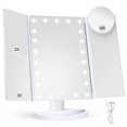 thumbnail image 1 of Ausein Espejo De Maquillaje Tr&iacute;ptico, Espejo luz led Maquillaje HD con 22 Luces LED,Espejo con Luz para Makeup con USB Cable, Espejo para Maquillaje con Aumentos, Base con Movimiento 180&am, 1 of 9