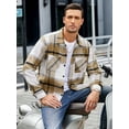 thumbnail image 3 of Coshow Men's Long Sleeve Button Down Flannel Shirt Jacket Casual Plaid Lined Shirts, 3 of 5