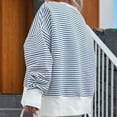 thumbnail image 4 of ZOELNIC Women's Striped Sweatshirt Long Sleeve with Side Slit, Casual Crewneck Pullover Top, 2XL, 4 of 9