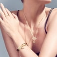 thumbnail image 4 of Golden Initial Toggle Clasp Necklace Dainty 304 Stainless Steel Letter A-Z Pendant Necklace 18" Paperclip Chain Necklace Thick Chain OT Buckle Necklace Personalized Monogram Name Necklace for Women, 4 of 8