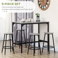 thumbnail image 3 of Industrial 5-Piece Grey Bar Table Set for 4 - Kitchen Counter Height Table & Stools for Dining Room, Compact Space-Saving Design, 3 of 7