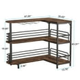 thumbnail image 5 of Tribesigns Modern L-Shaped Bar Table, 3-Tier Wood Pub Table with Storage Shelves and Stemware Rack for Kitchen, Dining Room, Rustic Brown, 5 of 7