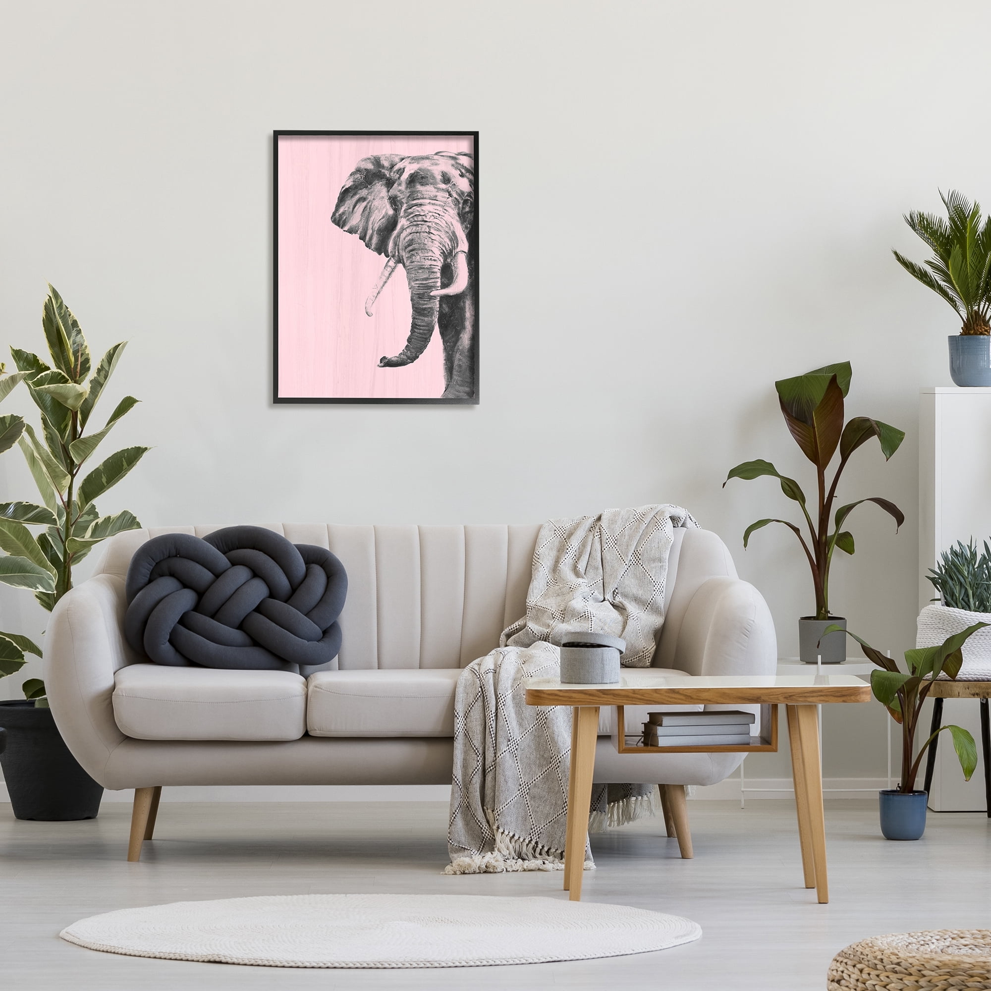 Stupell Industries Simple Elephant Large Tusked Safari Animal Rustic Pink, 24 x 30, Design by Patricia Pinto