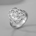 thumbnail image 2 of Seed of Life Stainless Steel Ring Flower Shape Leaf Lotus Party Accessories, 2 of 5
