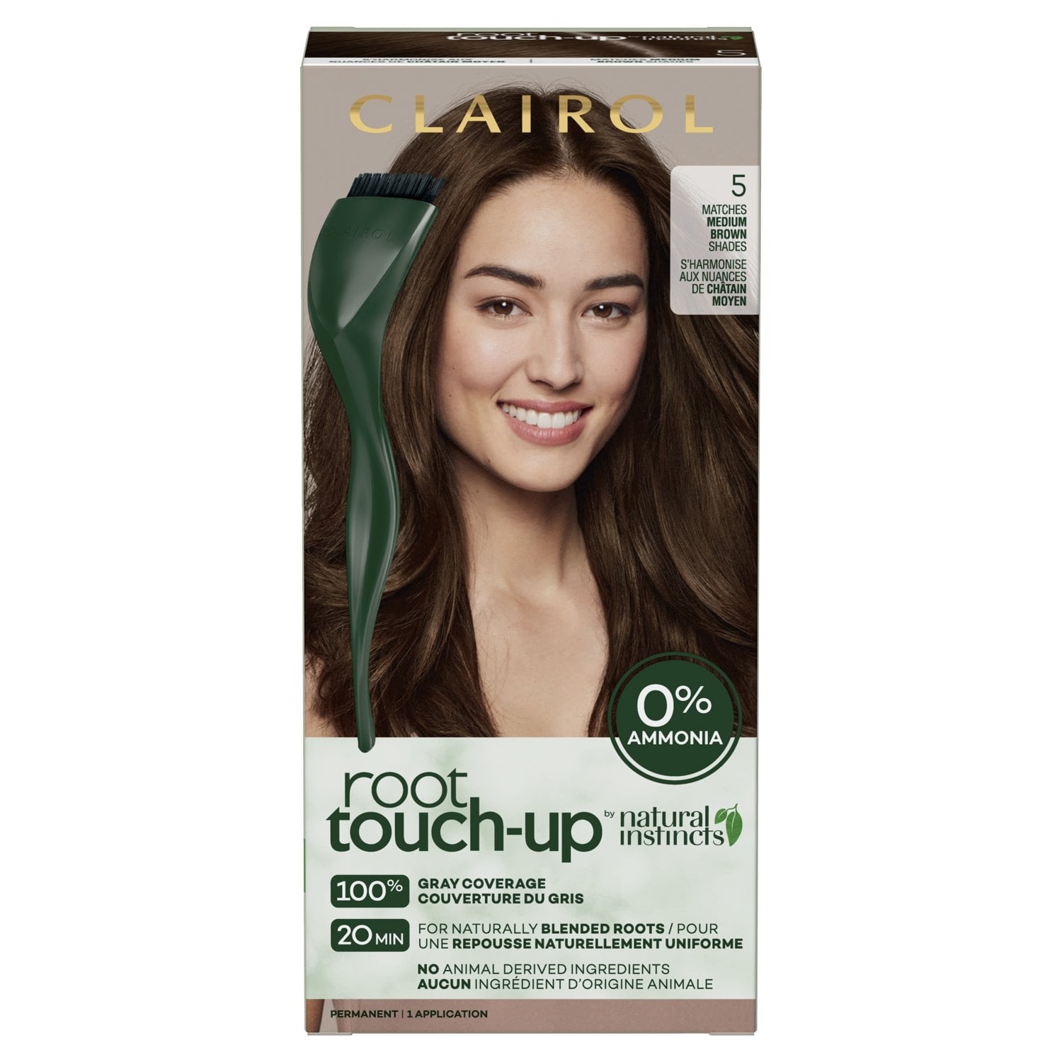 Clairol Root Touch-Up Natural Instincts Permanent Hair Dye 5 Medium Brown Hair Color 1 Kit
