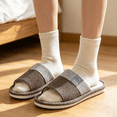 thumbnail image 6 of IEMIEMIEM Linen Slippers for Men Japanese Style Summer House Slippers Indoor Lightweight Open Toe Bathroom Slides Soft Sole Sandals for Home 10 wide, 6 of 6