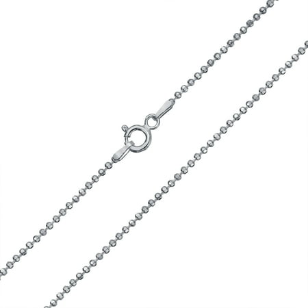 - 150 Gauge 925 Sterling Silver Sparkle Diamond Cut Ball Shot Bead Chain Necklace For Women 16 18 20 24 Inch Made In Italy
