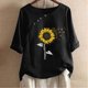 thumbnail image 2 of Blusas de Manga Corta para las Mujeres Impresas Cuello Redondo Camiseta Casual, Blusa de Algodón de Imitación para las Mujeres, 2 of 4