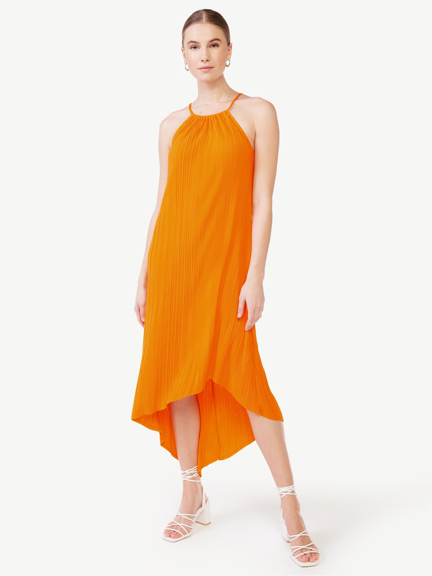 Scoop Women's Asymmetrical Halter Midi Dress - Walmart.com
