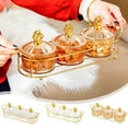 thumbnail image 1 of Juego de tarros de especias herméticos de 3 piezas con cucharas, rejilla de metal - Recipientes de plástico transparente de 350 ml, diseño compartimentado, tapas a prueba de humedad, bandeja de, 1 of 7