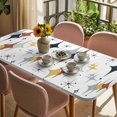 thumbnail image 3 of Diamond Table Cloths for 6 Foot Rectangle Tables, Modern Geometric Middle Century Grey Yellow Red Patio Waterproof Elastic Fitted Tablecloths, Washable Rectangular Table Cover for Camping, 3 of 8