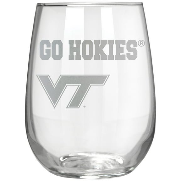 Virginia Tech Hokies Etched 17oz. Rally Cry Stemless Wine Glass