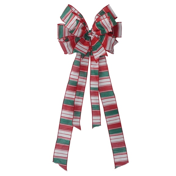 Red/Green/White Striped Decorative Christmas Bow, 30", by Holiday Time