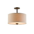 thumbnail image 4 of Woodbridge Lighting Drum 3-Light Fabric LED Semi-Flush Mount in Bronze/White, 4 of 5