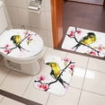thumbnail image 5 of Bird Pink Peach Blossom Bathroom Rugs Set Watercolor Animal Branch Plant Non Slip Absorbent Soft Bath Mats 3 Piece Set with Bathroom Rug, U-Shaped Floor Mat, Toilet Seat Cover Large Size, 5 of 9
