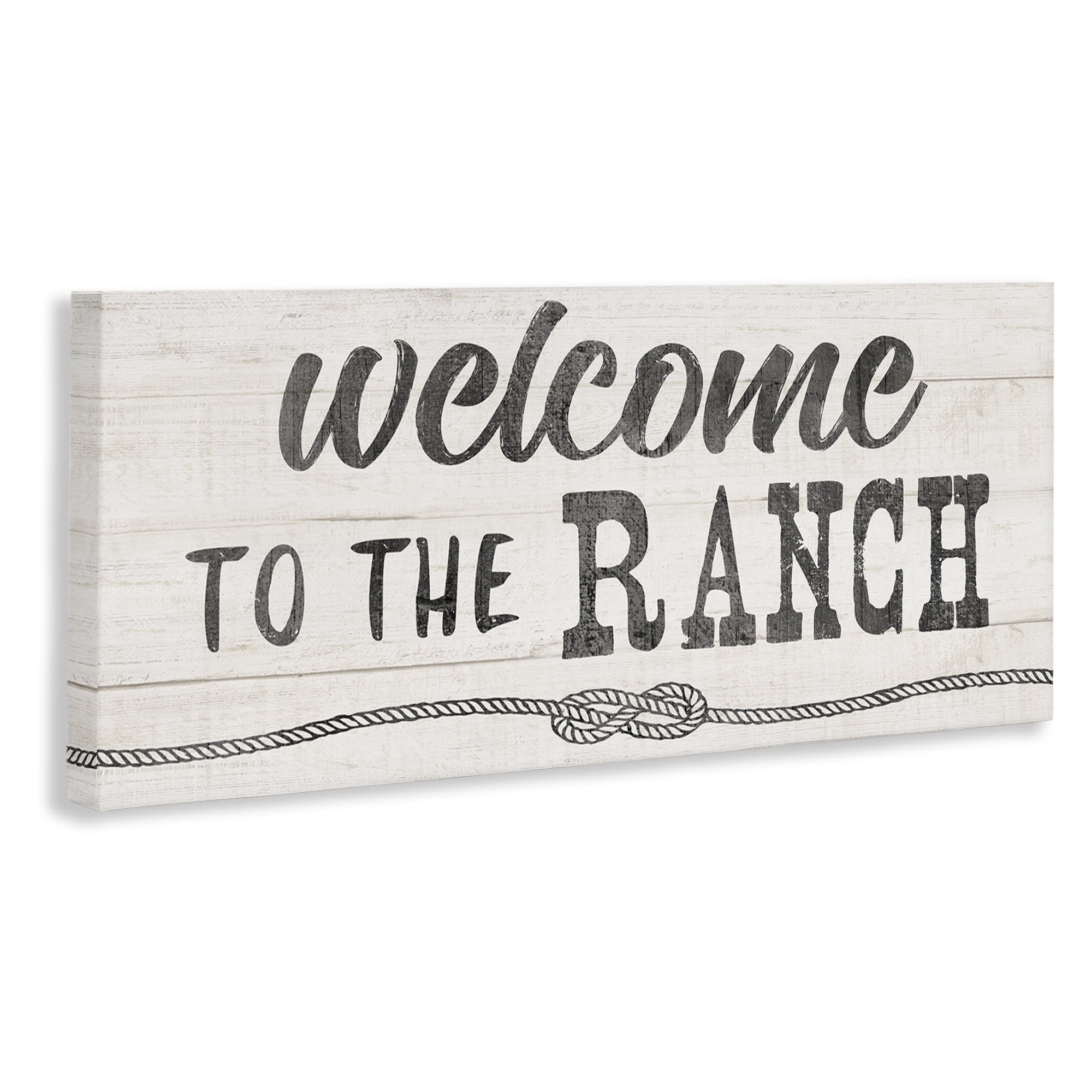 Stupell Industries Welcome to Ranch Rustic Text & Numbers Painting Wrapped Canvas Art Print Wall Art, 40 x 17